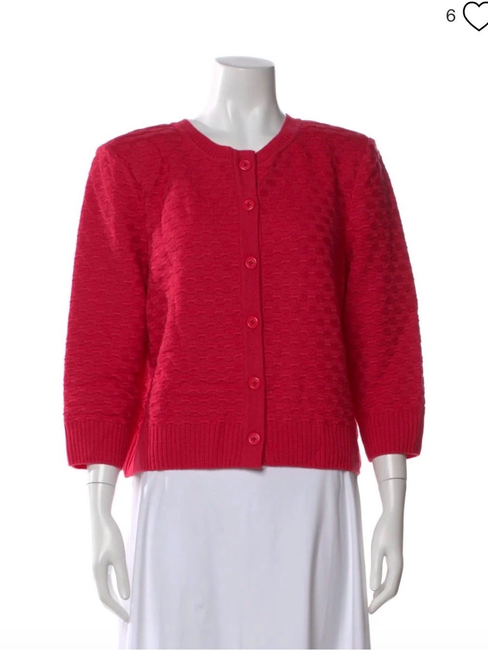 ST JOHN 100% Wool Patterned textured cardigan sweater